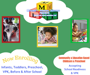 Check out Mitchell's Learning Institute for your child care needs.  Now enrolling!