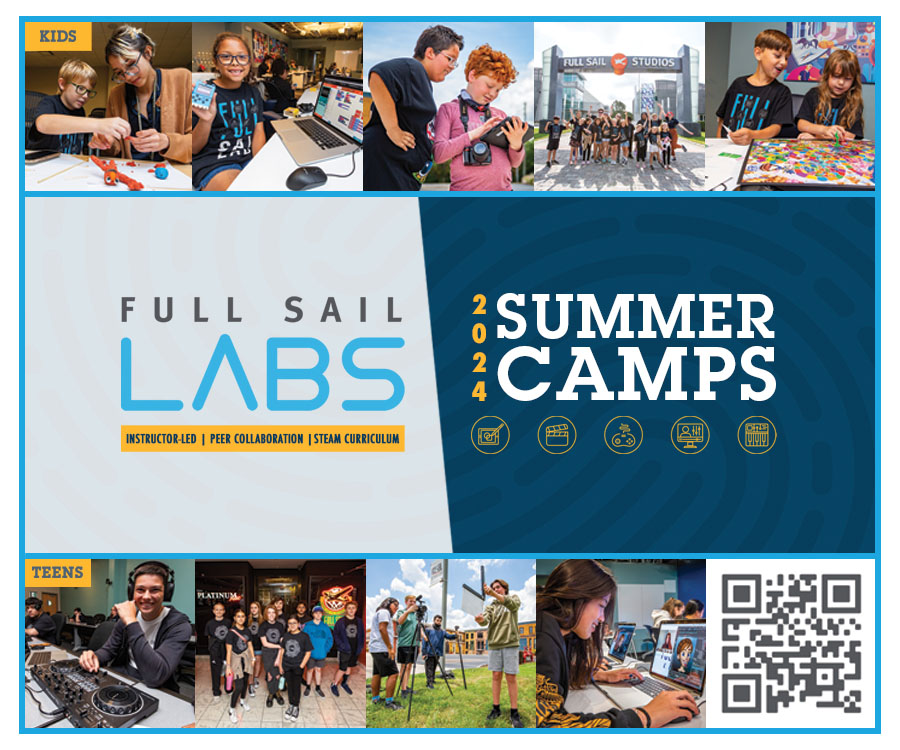 Full Sail Labs offers 5-Day project-based summer camps for Teens & Kids.