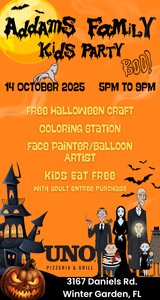 Adams Family Craft Party at UNOs Winter Garden October 14th