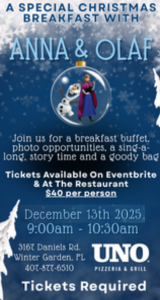 Head over to UNO Pizzeria in Winter Garden for Meet Your Favorite Character!