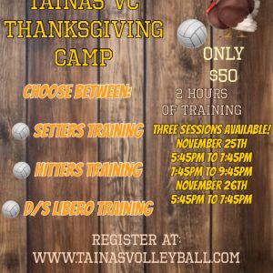 Tainas Volleyball Thanksgiving Break Camp